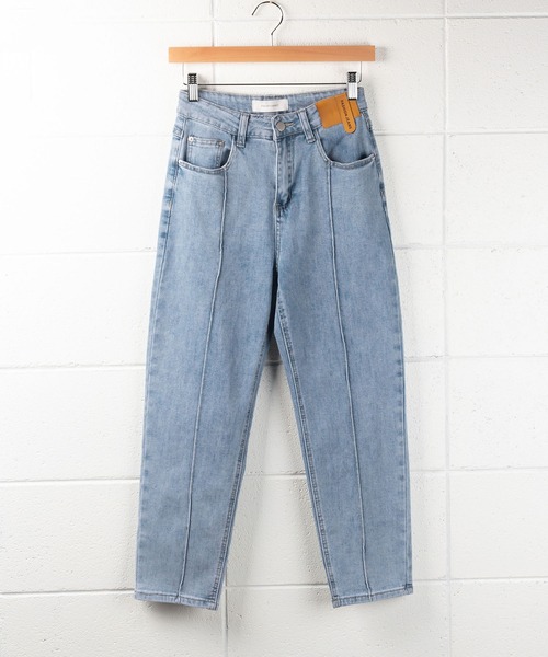 me+em select（ミームセレクト）の「【 S／M／L／XLサイズ展開 】ダブルタグテーパードスキニーストレッチデニムパンツ（デニムパンツ・レディース・ブルー・LARGE/MEDIUM/SMALL/X-LARGE）」の8枚目の写真