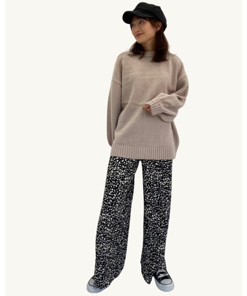 DAIS-Y（デイジー）の「セルフカット可能！裏起毛ダルメシアン柄プリーツパンツ（その他パンツ・レディース・ブラック/ホワイト・FREE）」の9枚目の写真