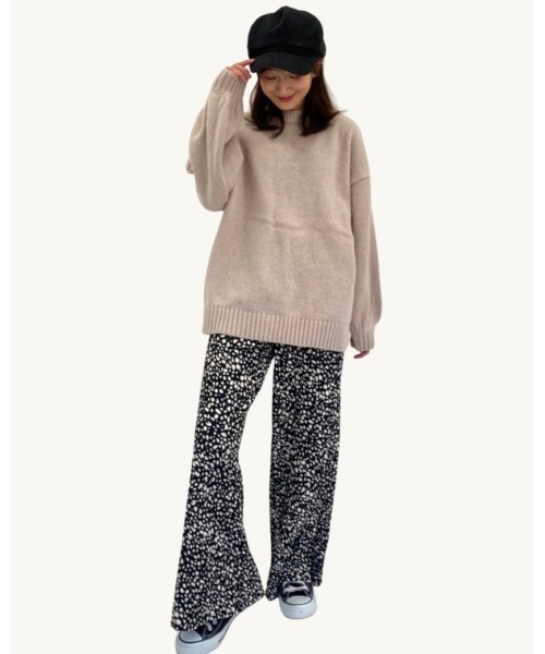 DAIS-Y（デイジー）の「セルフカット可能！裏起毛ダルメシアン柄プリーツパンツ（その他パンツ・レディース・ブラック/ホワイト・FREE）」の5枚目の写真