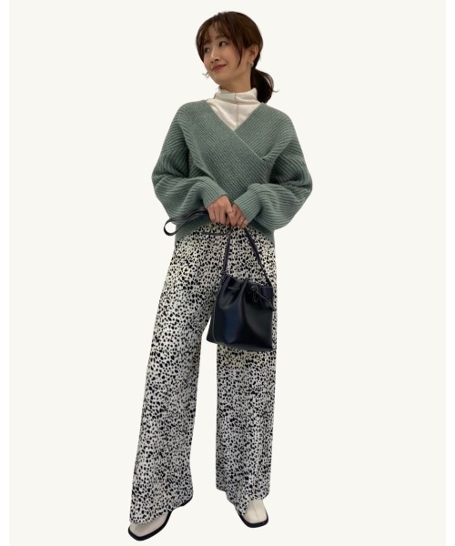 DAIS-Y（デイジー）の「セルフカット可能！裏起毛ダルメシアン柄プリーツパンツ（その他パンツ・レディース・ブラック/ホワイト・FREE）」の6枚目の写真