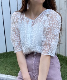 WEGO | WEGO/【一部店限定】2WAYオーガンジー刺繍ブラウス(シャツ/ブラウス)