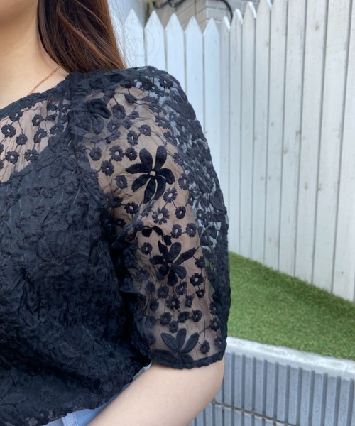 WEGO（ウィゴー）の「WEGO/【一部店限定】2WAYオーガンジー刺繍ブラウス（シャツ/ブラウス・レディース・ホワイト/ブラック・FREE）」の18枚目の写真