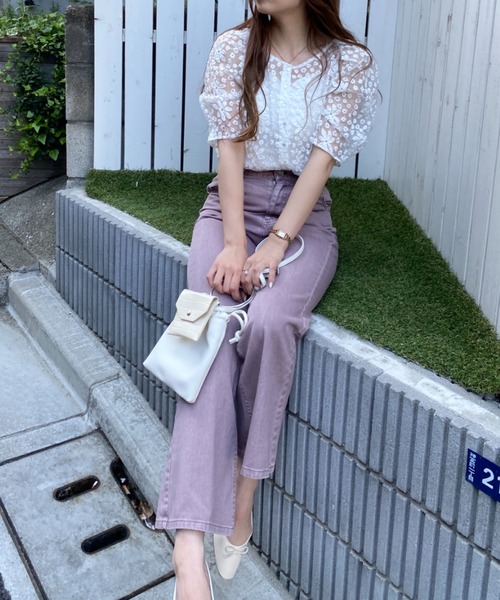 WEGO（ウィゴー）の「WEGO/【一部店限定】2WAYオーガンジー刺繍ブラウス（シャツ/ブラウス・レディース・ホワイト/ブラック・FREE）」の12枚目の写真