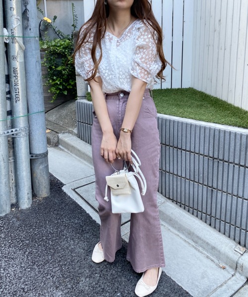 WEGO（ウィゴー）の「WEGO/【一部店限定】2WAYオーガンジー刺繍ブラウス（シャツ/ブラウス・レディース・ホワイト/ブラック・FREE）」の11枚目の写真