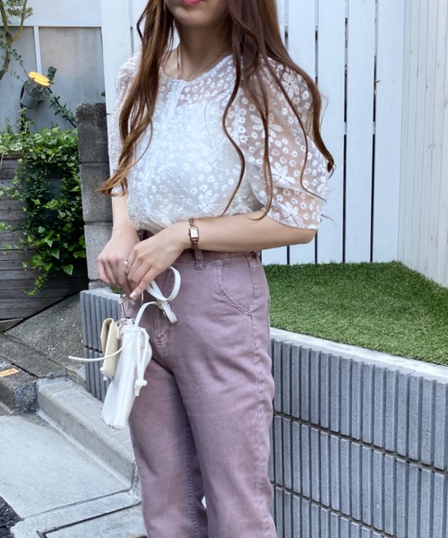 WEGO（ウィゴー）の「WEGO/【一部店限定】2WAYオーガンジー刺繍ブラウス（シャツ/ブラウス・レディース・ホワイト/ブラック・FREE）」の7枚目の写真