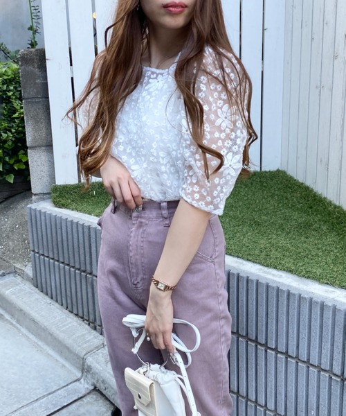 WEGO（ウィゴー）の「WEGO/【一部店限定】2WAYオーガンジー刺繍ブラウス（シャツ/ブラウス・レディース・ホワイト/ブラック・FREE）」の8枚目の写真