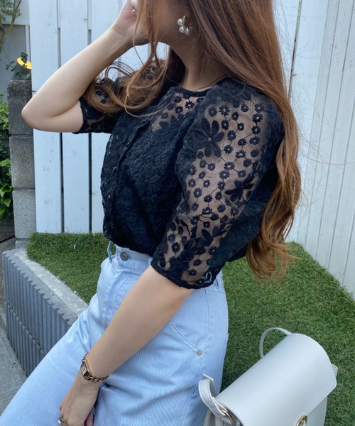 WEGO（ウィゴー）の「WEGO/【一部店限定】2WAYオーガンジー刺繍ブラウス（シャツ/ブラウス・レディース・ホワイト/ブラック・FREE）」の13枚目の写真