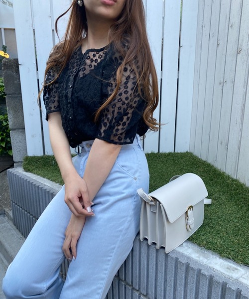 WEGO（ウィゴー）の「WEGO/【一部店限定】2WAYオーガンジー刺繍ブラウス（シャツ/ブラウス・レディース・ホワイト/ブラック・FREE）」の16枚目の写真