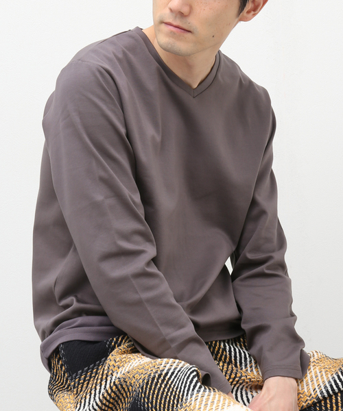 B.C STOCK(ベーセーストック)の「シルケットポンチ Vネック(Tシャツ/カットソー・メンズ・ホワイト/チャコールグレー/ネイビー・MEDIUM/LARGE)」の2枚目の写真