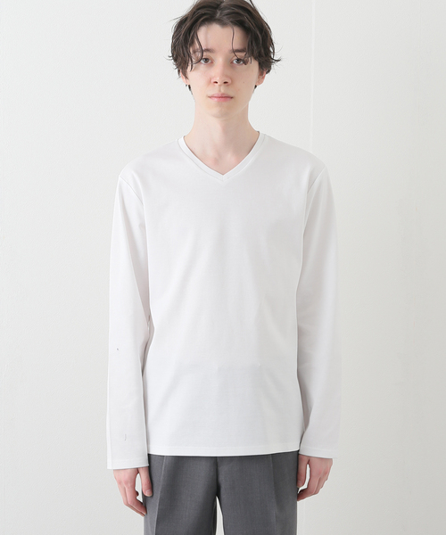 B.C STOCK(ベーセーストック)の「シルケットポンチ Vネック(Tシャツ/カットソー・メンズ・ホワイト/チャコールグレー/ネイビー・MEDIUM/LARGE)」の15枚目の写真