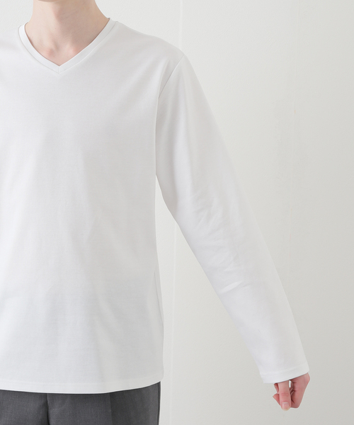 B.C STOCK(ベーセーストック)の「シルケットポンチ Vネック(Tシャツ/カットソー・メンズ・ホワイト/チャコールグレー/ネイビー・MEDIUM/LARGE)」の5枚目の写真