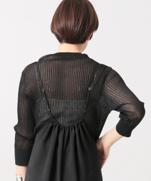 journal standard L'essage（ジャーナルスタンダードレサージュ）の「COSOシースルーリブプルオーバー（ニット/セーター・レディース・ブラック/オレンジ/アイボリー・FREE）」の11枚目の写真