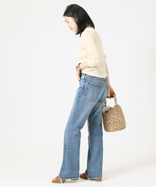 journal standard L'essage（ジャーナルスタンダードレサージュ）の「COSOシースルーリブプルオーバー（ニット/セーター・レディース・ブラック/オレンジ/アイボリー・FREE）」の13枚目の写真