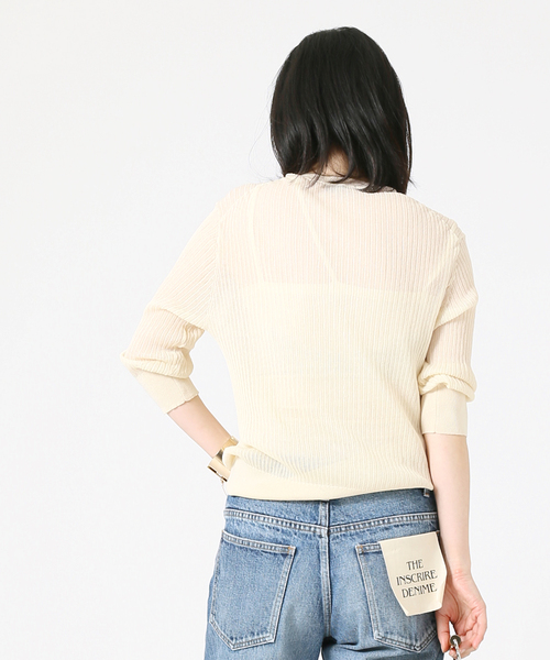 journal standard L'essage（ジャーナルスタンダードレサージュ）の「COSOシースルーリブプルオーバー（ニット/セーター・レディース・ブラック/オレンジ/アイボリー・FREE）」の17枚目の写真