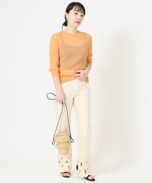 journal standard L'essage（ジャーナルスタンダードレサージュ）の「COSOシースルーリブプルオーバー（ニット/セーター・レディース・ブラック/オレンジ/アイボリー・FREE）」の19枚目の写真