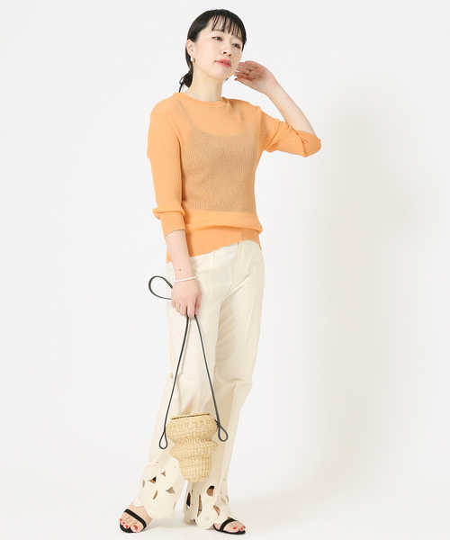journal standard L'essage（ジャーナルスタンダードレサージュ）の「COSOシースルーリブプルオーバー（ニット/セーター・レディース・ブラック/オレンジ/アイボリー・FREE）」の20枚目の写真