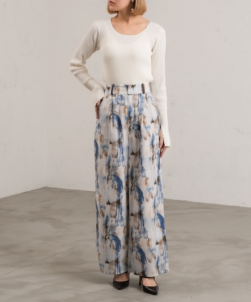 Ezick（エジック）の「【&g’aime】アートプリントワイドパンツ（その他パンツ・レディース・チャコールグレー/ブルー・FREE）」の3枚目の写真