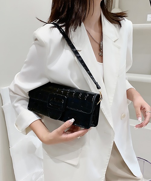 MAISON BREEZE(メゾンブリーズ)の「【MAISON BREEZE】クロコ型押しバックルハンドバッグ KNF(ハンドバッグ・レディース・ホワイト/ブラック/ブラウン・FREE)」の1枚目の写真