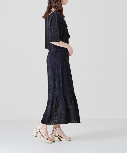 acro（アクロ）の「■■透かし編みニットマーメイドスカート【SETUP可】/AC1364（スカート・レディース・ブラック/ベージュ/グリーン・ﾌﾘ-）」の17枚目の写真