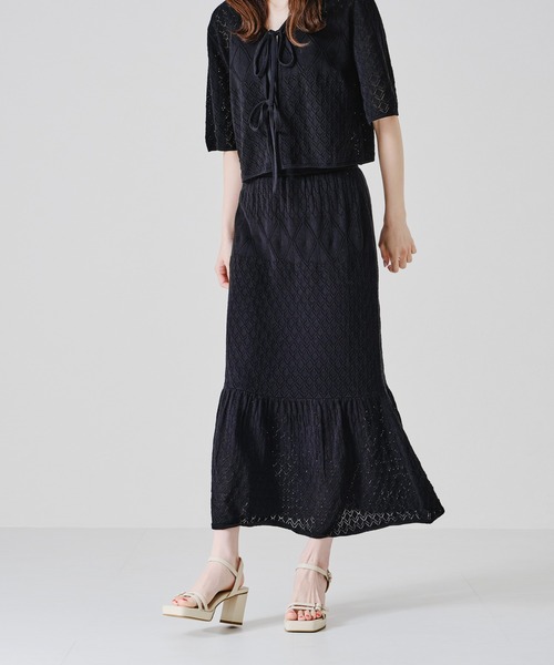 acro（アクロ）の「■■透かし編みニットマーメイドスカート【SETUP可】/AC1364（スカート・レディース・ブラック/ベージュ/グリーン・ﾌﾘ-）」の11枚目の写真