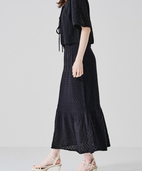 acro（アクロ）の「■■透かし編みニットマーメイドスカート【SETUP可】/AC1364（スカート・レディース・ブラック/ベージュ/グリーン・ﾌﾘ-）」の21枚目の写真