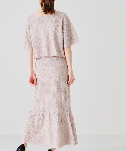 acro（アクロ）の「■■透かし編みニットマーメイドスカート【SETUP可】/AC1364（スカート・レディース・ブラック/ベージュ/グリーン・ﾌﾘ-）」の14枚目の写真