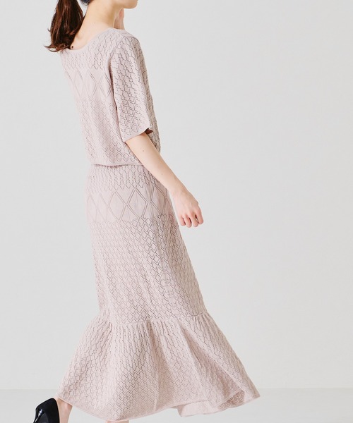 acro（アクロ）の「■■透かし編みニットマーメイドスカート【SETUP可】/AC1364（スカート・レディース・ブラック/ベージュ/グリーン・ﾌﾘ-）」の16枚目の写真