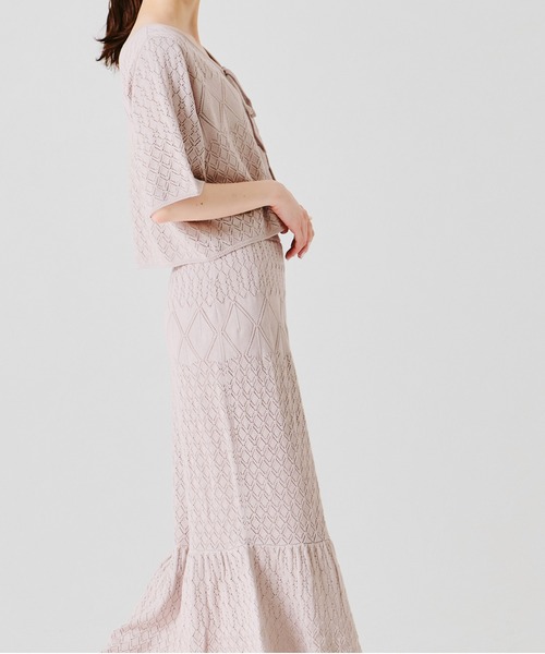 acro（アクロ）の「■■透かし編みニットマーメイドスカート【SETUP可】/AC1364（スカート・レディース・ブラック/ベージュ/グリーン・ﾌﾘ-）」の9枚目の写真