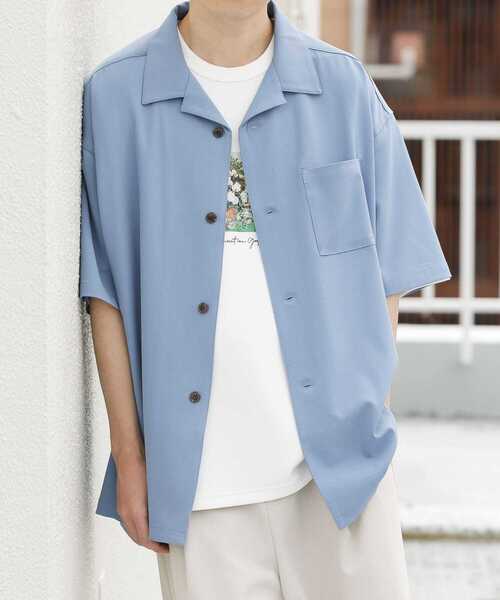 『セットアップ対応』オープンカラールーズシャツ(5分袖)