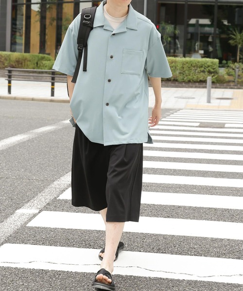 『セットアップ対応』オープンカラールーズシャツ(5分袖)