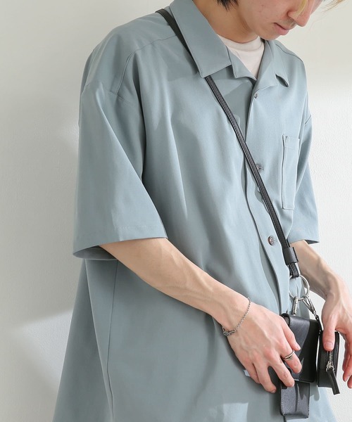 『セットアップ対応』オープンカラールーズシャツ(5分袖)