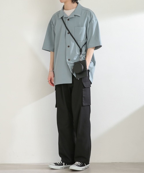 『セットアップ対応』オープンカラールーズシャツ(5分袖)