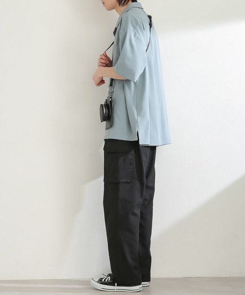 『セットアップ対応』オープンカラールーズシャツ(5分袖)