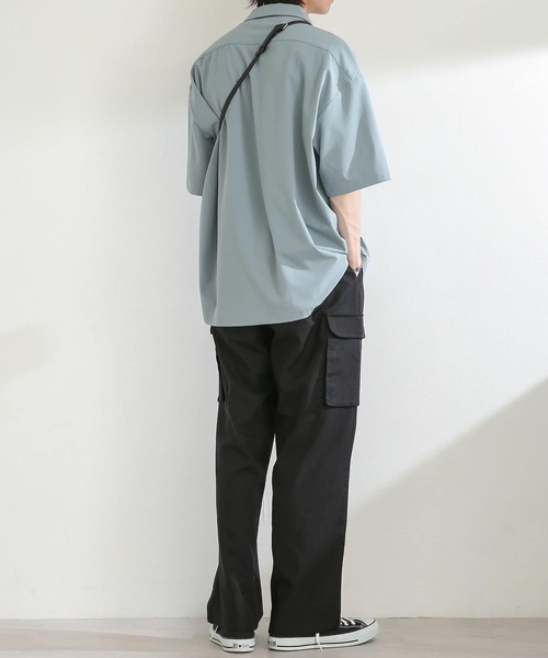 『セットアップ対応』オープンカラールーズシャツ(5分袖)