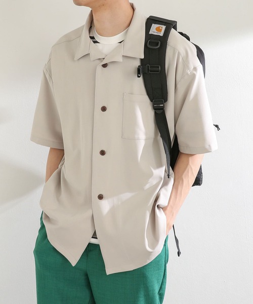 SENSE OF PLACE by URBAN RESEARCH(センスオブプレイスバイアーバンリサーチ)の「『セットアップ対応』 オープンカラールーズシャツ(5分袖)(シャツ/ブラウス・メンズ・ホワイト/チャコールグレー/ライトカーキ/ブルー系その他/ライトベージュ・MEDIUM/LARGE)」の20枚目の写真