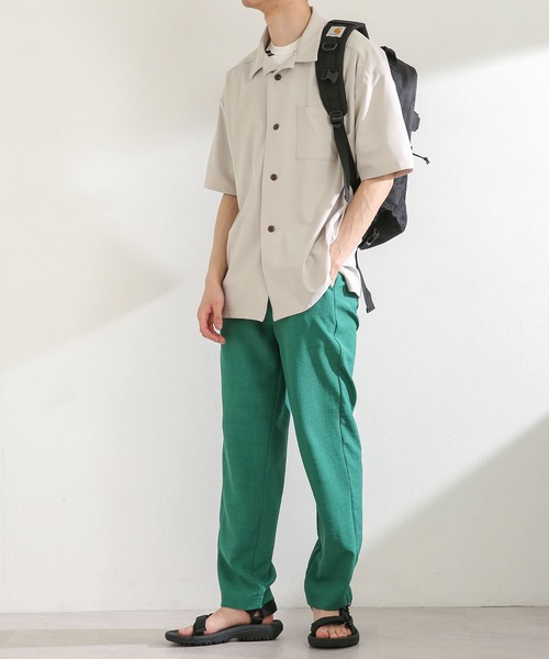 SENSE OF PLACE by URBAN RESEARCH(センスオブプレイスバイアーバンリサーチ)の「『セットアップ対応』 オープンカラールーズシャツ(5分袖)(シャツ/ブラウス・メンズ・ホワイト/チャコールグレー/ライトカーキ/ブルー系その他/ライトベージュ・MEDIUM/LARGE)」の15枚目の写真