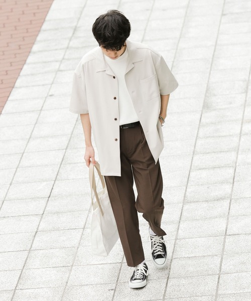 SENSE OF PLACE by URBAN RESEARCH(センスオブプレイスバイアーバンリサーチ)の「『セットアップ対応』 オープンカラールーズシャツ(5分袖)(シャツ/ブラウス・メンズ・ホワイト/チャコールグレー/ライトカーキ/ブルー系その他/ライトベージュ・MEDIUM/LARGE)」の10枚目の写真