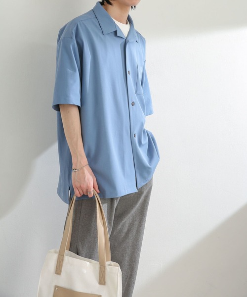 SENSE OF PLACE by URBAN RESEARCH(センスオブプレイスバイアーバンリサーチ)の「『セットアップ対応』 オープンカラールーズシャツ(5分袖)(シャツ/ブラウス・メンズ・ホワイト/チャコールグレー/ライトカーキ/ブルー系その他/ライトベージュ・MEDIUM/LARGE)」の17枚目の写真