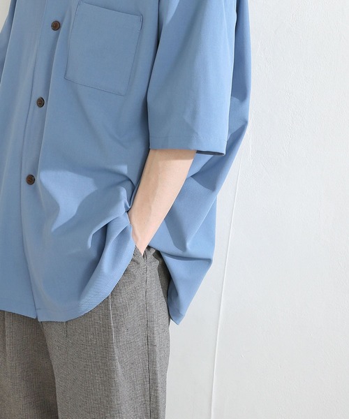 SENSE OF PLACE by URBAN RESEARCH(センスオブプレイスバイアーバンリサーチ)の「『セットアップ対応』 オープンカラールーズシャツ(5分袖)(シャツ/ブラウス・メンズ・ホワイト/チャコールグレー/ライトカーキ/ブルー系その他/ライトベージュ・MEDIUM/LARGE)」の11枚目の写真