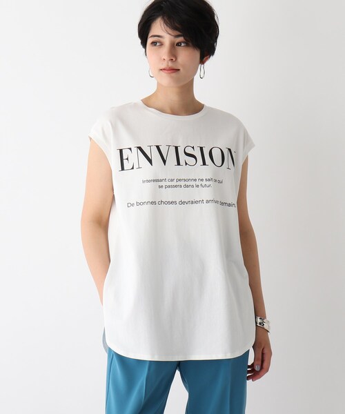 OPAQUE.CLIP（オペークドットクリップ）の「◆ロゴフレンチスリーブＴシャツ【WEB限定サイズ】（Tシャツ/カットソー・レディース・チャコールグレー/ホワイト系/ピンク系・38/40/36）」の4枚目の写真