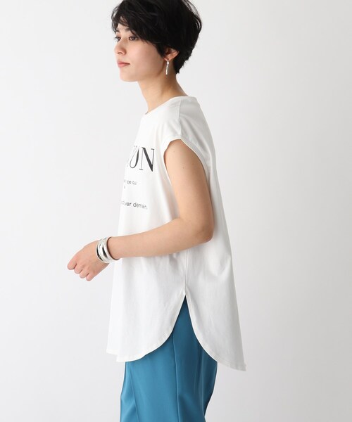 OPAQUE.CLIP（オペークドットクリップ）の「◆ロゴフレンチスリーブＴシャツ【WEB限定サイズ】（Tシャツ/カットソー・レディース・チャコールグレー/ホワイト系/ピンク系・38/40/36）」の5枚目の写真