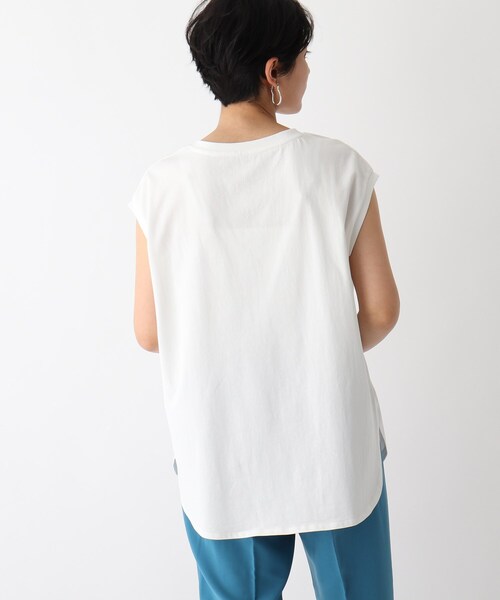 OPAQUE.CLIP（オペークドットクリップ）の「◆ロゴフレンチスリーブＴシャツ【WEB限定サイズ】（Tシャツ/カットソー・レディース・チャコールグレー/ホワイト系/ピンク系・38/40/36）」の6枚目の写真