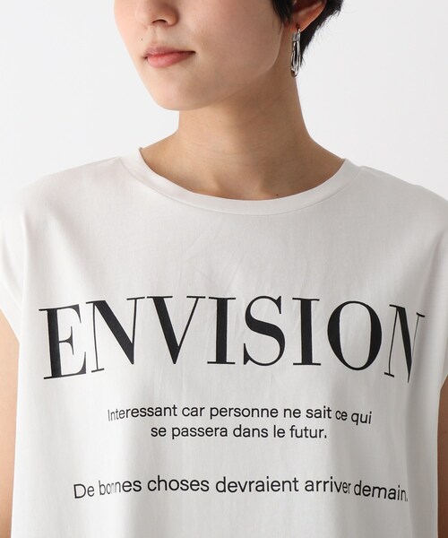 OPAQUE.CLIP（オペークドットクリップ）の「◆ロゴフレンチスリーブＴシャツ【WEB限定サイズ】（Tシャツ/カットソー・レディース・チャコールグレー/ホワイト系/ピンク系・38/40/36）」の7枚目の写真