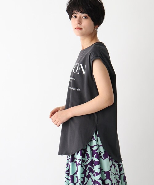 OPAQUE.CLIP（オペークドットクリップ）の「◆ロゴフレンチスリーブＴシャツ【WEB限定サイズ】（Tシャツ/カットソー・レディース・チャコールグレー/ホワイト系/ピンク系・38/40/36）」の11枚目の写真