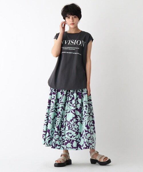 OPAQUE.CLIP（オペークドットクリップ）の「◆ロゴフレンチスリーブＴシャツ【WEB限定サイズ】（Tシャツ/カットソー・レディース・チャコールグレー/ホワイト系/ピンク系・38/40/36）」の12枚目の写真