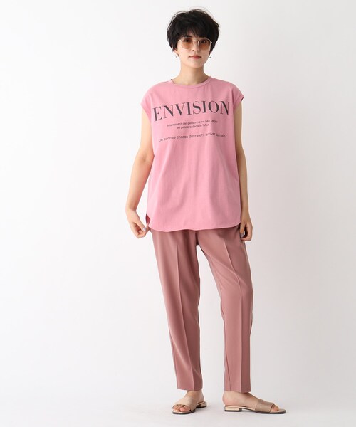 OPAQUE.CLIP（オペークドットクリップ）の「◆ロゴフレンチスリーブＴシャツ【WEB限定サイズ】（Tシャツ/カットソー・レディース・チャコールグレー/ホワイト系/ピンク系・38/40/36）」の15枚目の写真