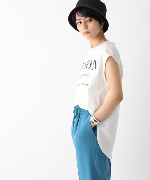 OPAQUE.CLIP（オペークドットクリップ）の「◆ロゴフレンチスリーブＴシャツ【WEB限定サイズ】（Tシャツ/カットソー・レディース・チャコールグレー/ホワイト系/ピンク系・38/40/36）」の19枚目の写真