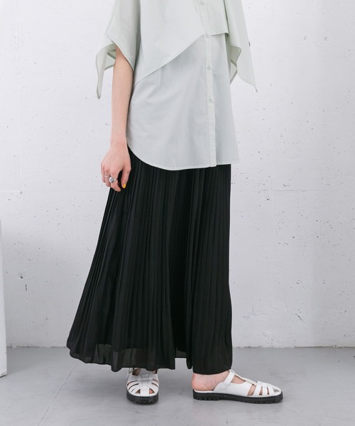KBF(ケイビーエフ)の「プリーツmixスカート(スカート・レディース・ブラック/アイボリー/グリーン系その他/イエロー系その他・ONE)」の3枚目の写真