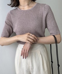 lame rib knit tops