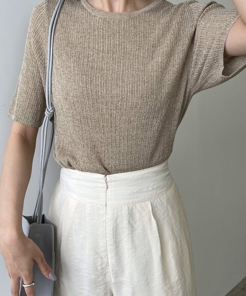 Amiur（エミレ）の「lame rib knit tops（ニット/セーター・レディース・ベージュ/グリーン/ラベンダー・FREE）」の11枚目の写真